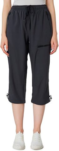 Women's Hiking Capris Quick Dry Lightweight Elastic Waist Cargo Capri with 4 Pockets UPF 50+ for Outdoor，Golf in Saudi Arabia