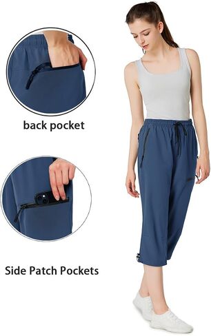 Women's Hiking Capris Quick Dry Lightweight Elastic Waist Cargo Capri with 4 Pockets UPF 50+ for Outdoor，Golf in Saudi Arabia