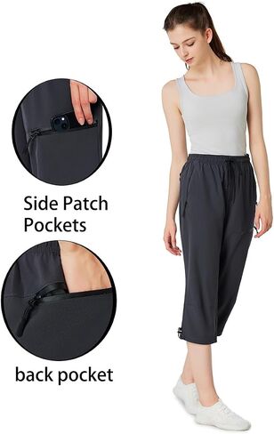 Women's Hiking Capris Quick Dry Lightweight Elastic Waist Cargo Capri with 4 Pockets UPF 50+ for Outdoor，Golf in Saudi Arabia