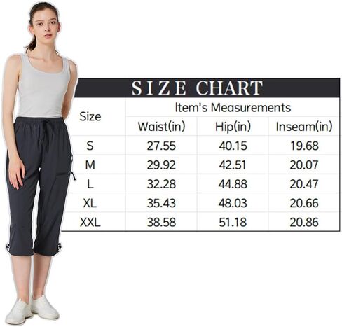 Women's Hiking Capris Quick Dry Lightweight Elastic Waist Cargo Capri with 4 Pockets UPF 50+ for Outdoor，Golf in Saudi Arabia