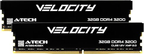 ذاكرة الوصول العشوائي A-Tech Velocity 64GB (2x32GB) DDR4 3200MHz (PC4-25600) XMP 2.0 UDIMM 1.2V Non-ECC DIMM 288-Pin ذاكرة ألعاب الكمبيوتر المكتبي - AV2K32G4D32X in Kuwait