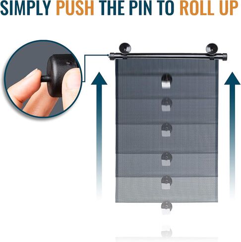 Car Side Window Sunshades - 2 Pack. Universal Roller Blind to Protect Baby, Kids, Pets and Passengers in The Back Seat from Harmful UV Rays and Heat. for a Cooler Car. Easy to Install. by Barucci in Saudi Arabia