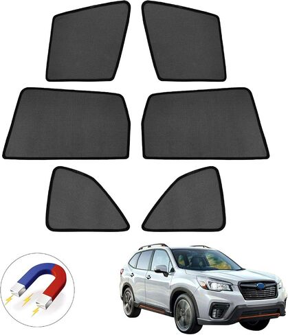 Mixsuper مخصص مناسب لظل النافذة Subaru Forester 2019-2023 نافذة جانبية قابلة للطي للحماية من الشمس وهج وقناع للأشعة فوق البنفسجية يبقي سيارتك باردة 6 قطع in Saudi Arabia