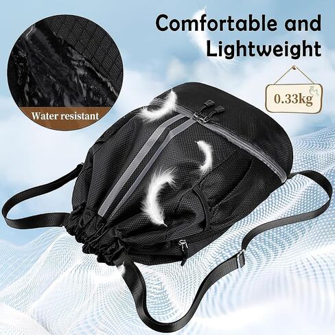 Drawstring Backpack Large String Gym Basketball Bag Workout Track Bag with Dry Wet Separation Pocket and Shoes Compartment(Navy Blue) in Saudi Arabia