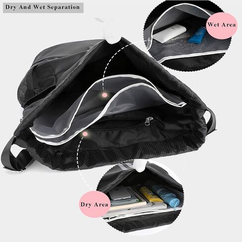 Drawstring Backpack Large String Gym Basketball Bag Workout Track Bag with Dry Wet Separation Pocket and Shoes Compartment(Navy Blue) in Saudi Arabia