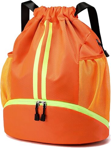 Drawstring Backpack Large String Gym Basketball Bag Workout Track Bag with Dry Wet Separation Pocket and Shoes Compartment(Navy Blue) in Saudi Arabia