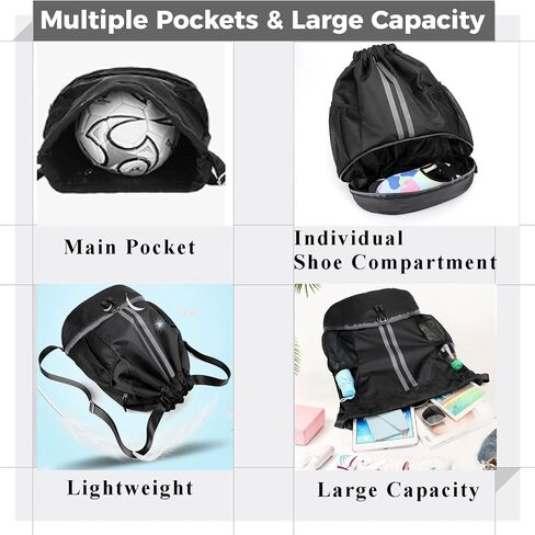 Drawstring Backpack Large String Gym Basketball Bag Workout Track Bag with Dry Wet Separation Pocket and Shoes Compartment(Navy Blue) in Saudi Arabia