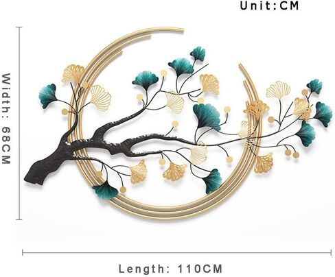 ديكور حائط معدني ثلاثي الأبعاد لغرفة المعيشة، مجموعة من قطعتين من منحوتات الحائط الفنية المعدنية من أوراق الجنكة الذهبية، ديكور معلق على الحائط مقاس 48 × 28 بوصة لغرفة نوم المكتب والمنزل in Kuwait