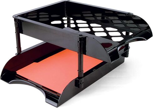 Officemate Unbreakable High Capacity Trays, Set of 2, Black (21072) in Saudi Arabia