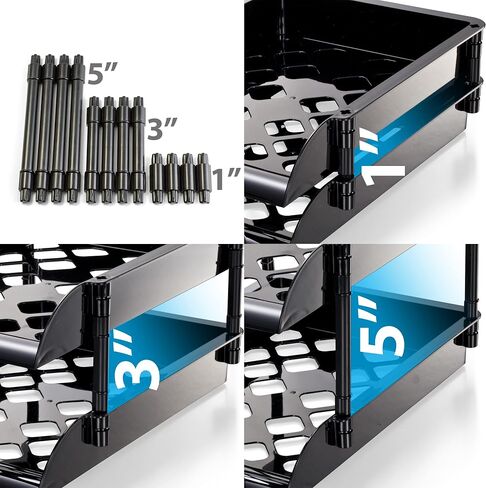 Officemate Unbreakable High Capacity Trays, Set of 2, Black (21072) in Saudi Arabia