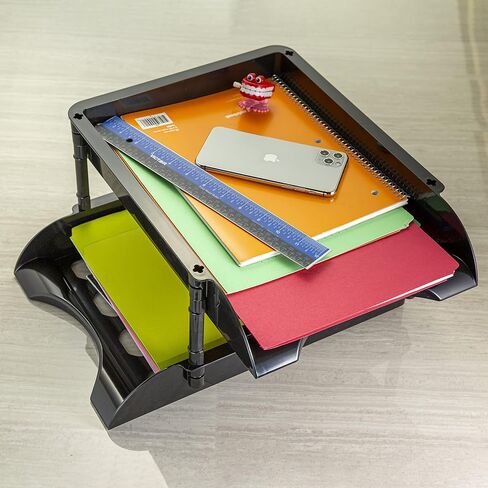 Officemate Unbreakable High Capacity Trays, Set of 2, Black (21072) in Saudi Arabia