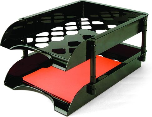 Officemate Unbreakable High Capacity Trays, Set of 2, Black (21072) in Saudi Arabia