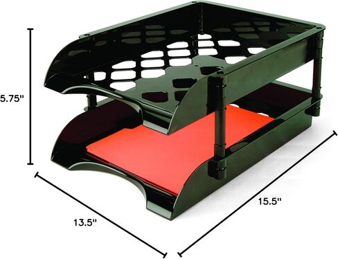 Officemate Unbreakable High Capacity Trays, Set of 2, Black (21072) in Saudi Arabia
