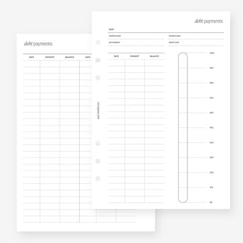 A5 Debt Tracker Planner Insert Agenda Refill for Filofax A5, Kikki K Large, LV GM sized 6 ring agendas, 5.8 x 8.3 in Saudi Arabia