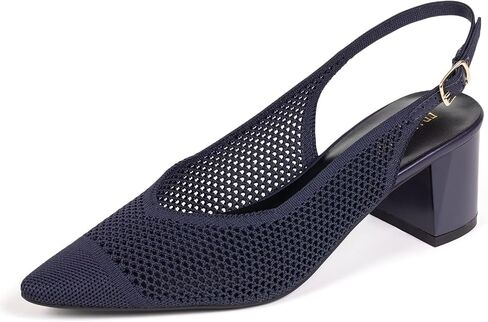 Frank Mully Women's Slingback Heels Pointed Toe Work Pumps Comfortable Chunky Pumps Knitted Closed Toe Stylish Dressy Shoes in Saudi Arabia