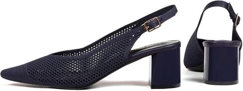 Frank Mully Women's Slingback Heels Pointed Toe Work Pumps Comfortable Chunky Pumps Knitted Closed Toe Stylish Dressy Shoes in Saudi Arabia