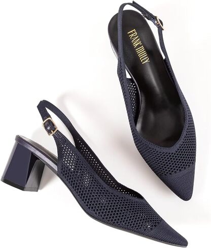 Frank Mully Women's Slingback Heels Pointed Toe Work Pumps Comfortable Chunky Pumps Knitted Closed Toe Stylish Dressy Shoes in Saudi Arabia