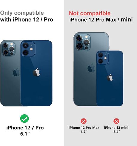 حافظة محفظة Kudex Crossbody لهاتف iPhone 12/12 Pro، حافظة نحيفة مزودة بفتحة للبطاقات مع حزام حبل قصير ومسند جلدي وغطاء حماية للهاتف iPhone 12/iPhone 12 Pro 6.1 بوصة (أسود) in Saudi Arabia