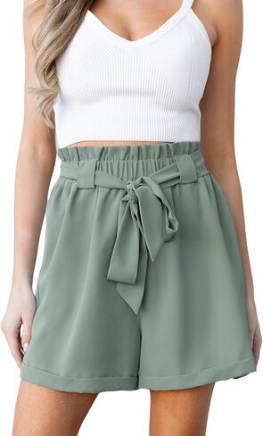 CUPSHE Women's Casual Shorts High Waisted Tie Knot Front Ruffle Wide Leg Flowy Shorts Trendy in Saudi Arabia