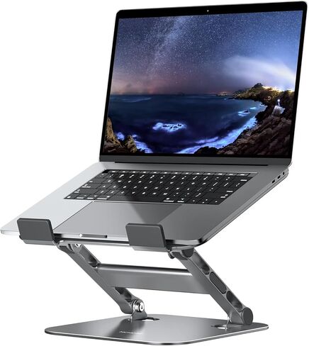 حامل كمبيوتر محمول قابل للتعديل من MCHOSE، حامل كمبيوتر محمول للمكتب، حامل كمبيوتر محمول من الألومنيوم، حامل كمبيوتر محمول قابل للطي لجهاز Mac HP ASUS Acer Surface ThinkPad Dell Lenovo، رمادي in Kuwait