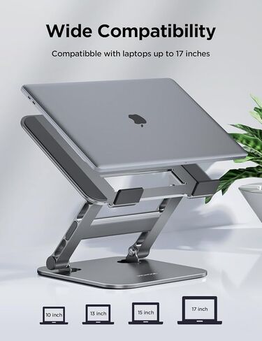 حامل كمبيوتر محمول قابل للتعديل من MCHOSE، حامل كمبيوتر محمول للمكتب، حامل كمبيوتر محمول من الألومنيوم، حامل كمبيوتر محمول قابل للطي لجهاز Mac HP ASUS Acer Surface ThinkPad Dell Lenovo، رمادي in Kuwait