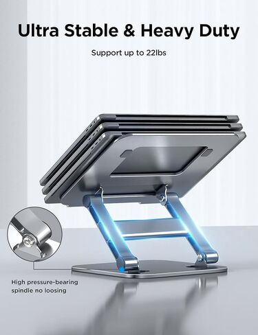 حامل كمبيوتر محمول قابل للتعديل من MCHOSE، حامل كمبيوتر محمول للمكتب، حامل كمبيوتر محمول من الألومنيوم، حامل كمبيوتر محمول قابل للطي لجهاز Mac HP ASUS Acer Surface ThinkPad Dell Lenovo، رمادي in Kuwait