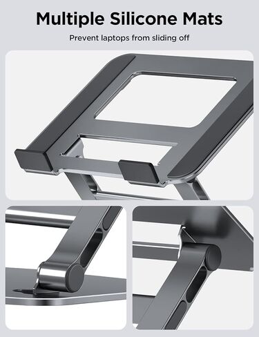 حامل كمبيوتر محمول قابل للتعديل من MCHOSE، حامل كمبيوتر محمول للمكتب، حامل كمبيوتر محمول من الألومنيوم، حامل كمبيوتر محمول قابل للطي لجهاز Mac HP ASUS Acer Surface ThinkPad Dell Lenovo، رمادي in Kuwait
