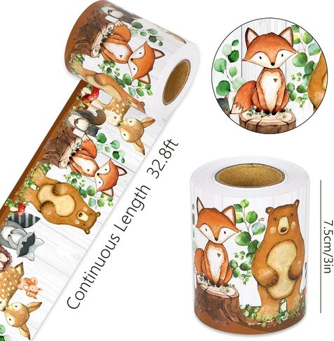 Whaline 32.8ft Woodland Creatures Bulletin Board Borders Woodland Animals Die-Cut Bulletin Board Stripes Cute Jungle Theme Rolled Bulletin Board Trim for School Classroom Office Chalkboard Decor in Kuwait