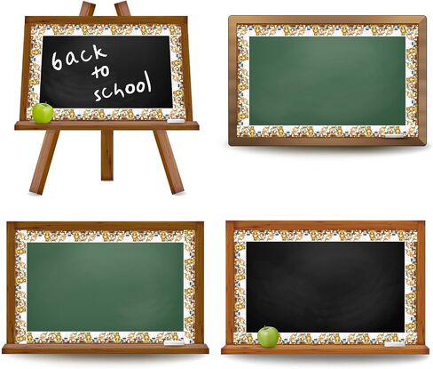 Whaline 32.8ft Woodland Creatures Bulletin Board Borders Woodland Animals Die-Cut Bulletin Board Stripes Cute Jungle Theme Rolled Bulletin Board Trim for School Classroom Office Chalkboard Decor in Kuwait