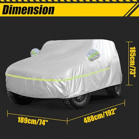 غطاء سيارة مقاوم للماء لحماية جميع الأحوال الجوية مناسب لـ 2007-2021 Jeep Wrangler JK JL 2 باب Sahara Rubicon Sport غير محدود مع سحاب باب محرك الأقراص، غطاء ثلجي مطر مناسب عالمي لـ 1987-2006 YJ TJ in Kuwait