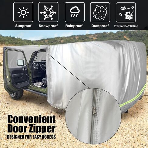 غطاء سيارة مقاوم للماء لحماية جميع الأحوال الجوية مناسب لـ 2007-2021 Jeep Wrangler JK JL 2 باب Sahara Rubicon Sport غير محدود مع سحاب باب محرك الأقراص، غطاء ثلجي مطر مناسب عالمي لـ 1987-2006 YJ TJ in Kuwait