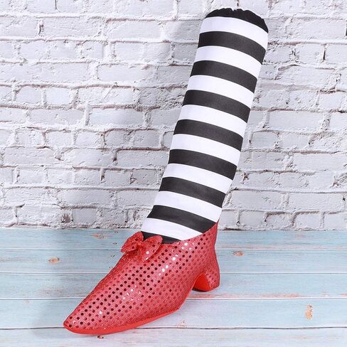 ساق وهمية للساحرة، ديكور دعامة الساحرة للهالوين، زخرفة صناعية وهمية للساق، أرجل الساحرة الشريرة مع حذاء أحمر، ساق ساحرة وهمية لتزيين المنزل المسكون in Kuwait