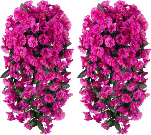 Halloween Artificial Fake Hanging Plants Flowers for Outdoor Halloween Decoration, 2 PCS Faux Silk Black Orchid Trailing Vines Look Real UV Resistant for Home Porch Patio Planter Decor in Saudi Arabia