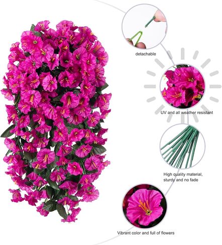 Halloween Artificial Fake Hanging Plants Flowers for Outdoor Halloween Decoration, 2 PCS Faux Silk Black Orchid Trailing Vines Look Real UV Resistant for Home Porch Patio Planter Decor in Saudi Arabia