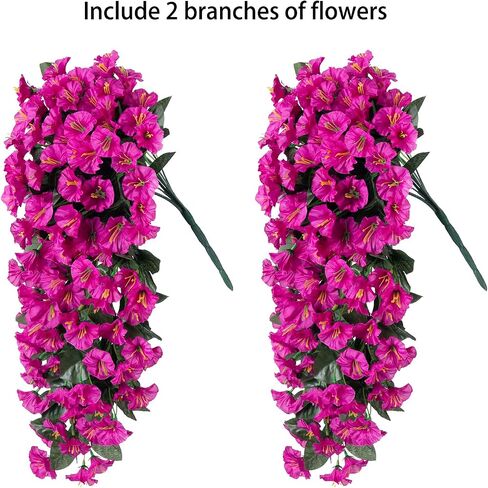 Halloween Artificial Fake Hanging Plants Flowers for Outdoor Halloween Decoration, 2 PCS Faux Silk Black Orchid Trailing Vines Look Real UV Resistant for Home Porch Patio Planter Decor in Saudi Arabia