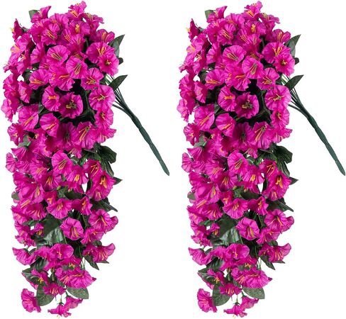 Halloween Artificial Fake Hanging Plants Flowers for Outdoor Halloween Decoration, 2 PCS Faux Silk Black Orchid Trailing Vines Look Real UV Resistant for Home Porch Patio Planter Decor in Saudi Arabia