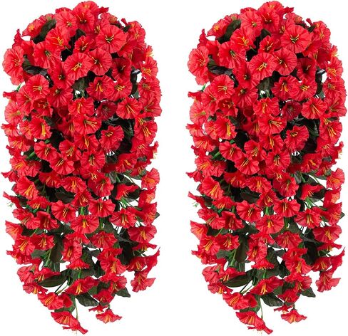 Halloween Artificial Fake Hanging Plants Flowers for Outdoor Halloween Decoration, 2 PCS Faux Silk Black Orchid Trailing Vines Look Real UV Resistant for Home Porch Patio Planter Decor in Saudi Arabia