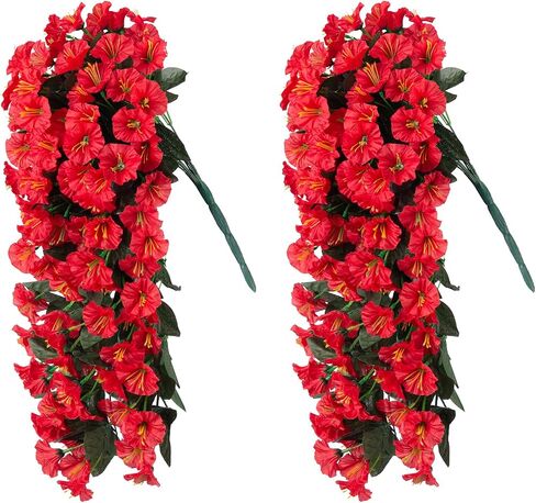 Halloween Artificial Fake Hanging Plants Flowers for Outdoor Halloween Decoration, 2 PCS Faux Silk Black Orchid Trailing Vines Look Real UV Resistant for Home Porch Patio Planter Decor in Saudi Arabia