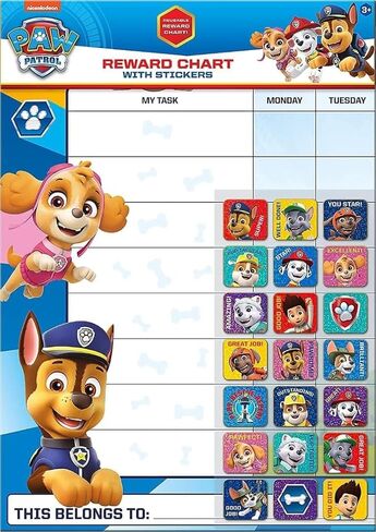 01.70.30.024 Paw Patrol Everyday Reward Chart and 56 Sparkly Stickers, 29.7cm x 42cm in Saudi Arabia