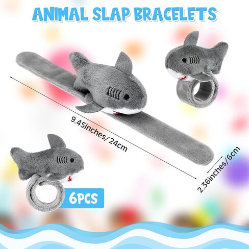 6 Pieces Shark Slap Bracelets Stuffed Animal Slap Band Party Favors Plush Slap Bracelets Bulk for Kids Party Favors Birthday Gifts in Saudi Arabia