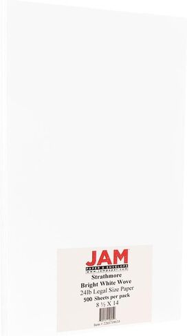 ورق JAM PAPER Legal Strathmore 24lb - 90 جرامًا للمتر المربع - 8.5 × 14 - نسيج أبيض ساطع - 500 ورقة/ريم in Saudi Arabia
