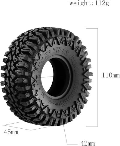 1.9" RC Mud Terrain Tires 4PCS 110mm RC Rock Crawler Tires Mud Grappler Rubber Tires Fit for 1/10 RC Crawler Axial SCX10 Traxxas TRX-4 Redcat Gen8 RC4WD D90 Tamiay CC01 in Kuwait