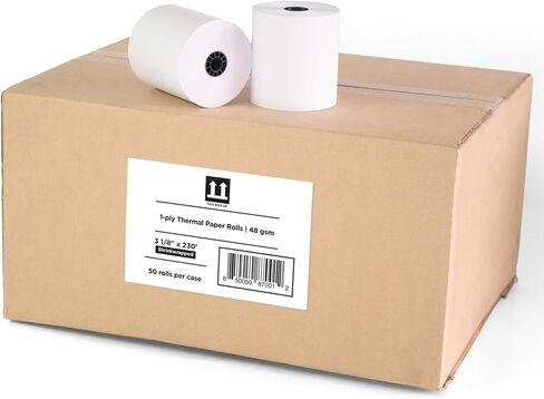 Thermal Paper Receipt Rolls - 3 1/8" x 200' - Point of Sale Receipt | 48 GSM Paper Premium Quality Paper - Compatible with All POS Cash Registers BPA Free - Pack of 50 (1 Pack) in Saudi Arabia