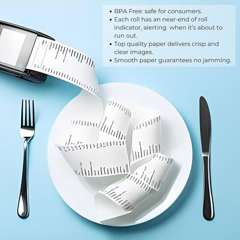 Thermal Paper Receipt Rolls - 3 1/8" x 200' - Point of Sale Receipt | 48 GSM Paper Premium Quality Paper - Compatible with All POS Cash Registers BPA Free - Pack of 50 (1 Pack) in Saudi Arabia