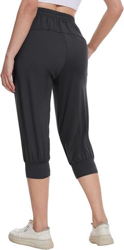 BATHRINS Womens Lightweight Sweatpants Capri Pants Summer Workout Hiking Capris Comfy Joggers with Zipper Pockets in Saudi Arabia