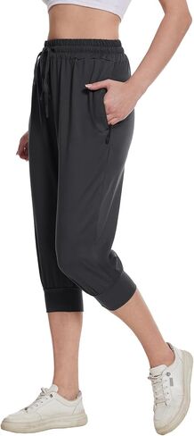 BATHRINS Womens Lightweight Sweatpants Capri Pants Summer Workout Hiking Capris Comfy Joggers with Zipper Pockets in Saudi Arabia