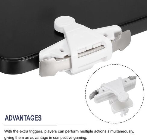 MECCANIXITY Gaming Trigger Mobile Game Controller 1 Pair Fire Keys Sensitive Shoot Adjustable Buckle White for 4.7-6.5 Inch Cell Phone in Saudi Arabia