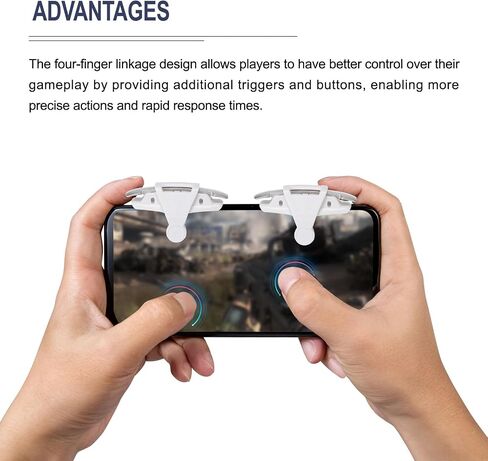 MECCANIXITY Gaming Trigger Mobile Game Controller 1 Pair Fire Keys Sensitive Shoot Adjustable Buckle White for 4.7-6.5 Inch Cell Phone in Saudi Arabia