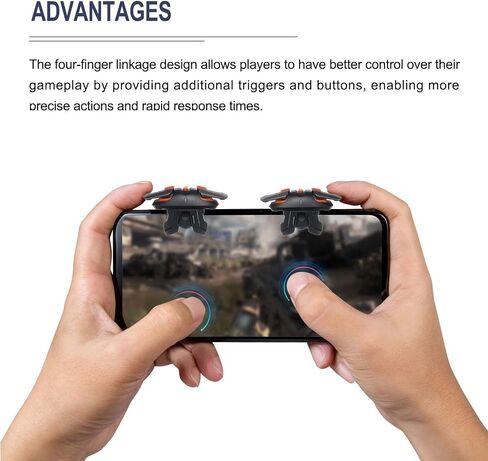 MECCANIXITY Gaming Trigger Mobile Game Controller 1 زوج ستة أصابع ربط النار مفتاح انفجار مطلق النار الأسود للهاتف الخليوي 4.7-6.5 بوصة in Saudi Arabia