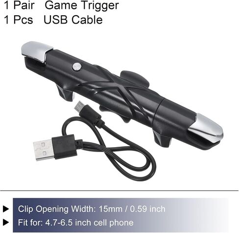 MECCANIXITY Gaming Trigger وحدة تحكم ألعاب الهاتف المحمول 1 زوج G5 Fire Key Burst Shooter أسود للهاتف الخلوي 4.7-6.5 بوصة مع كابل USB in Saudi Arabia